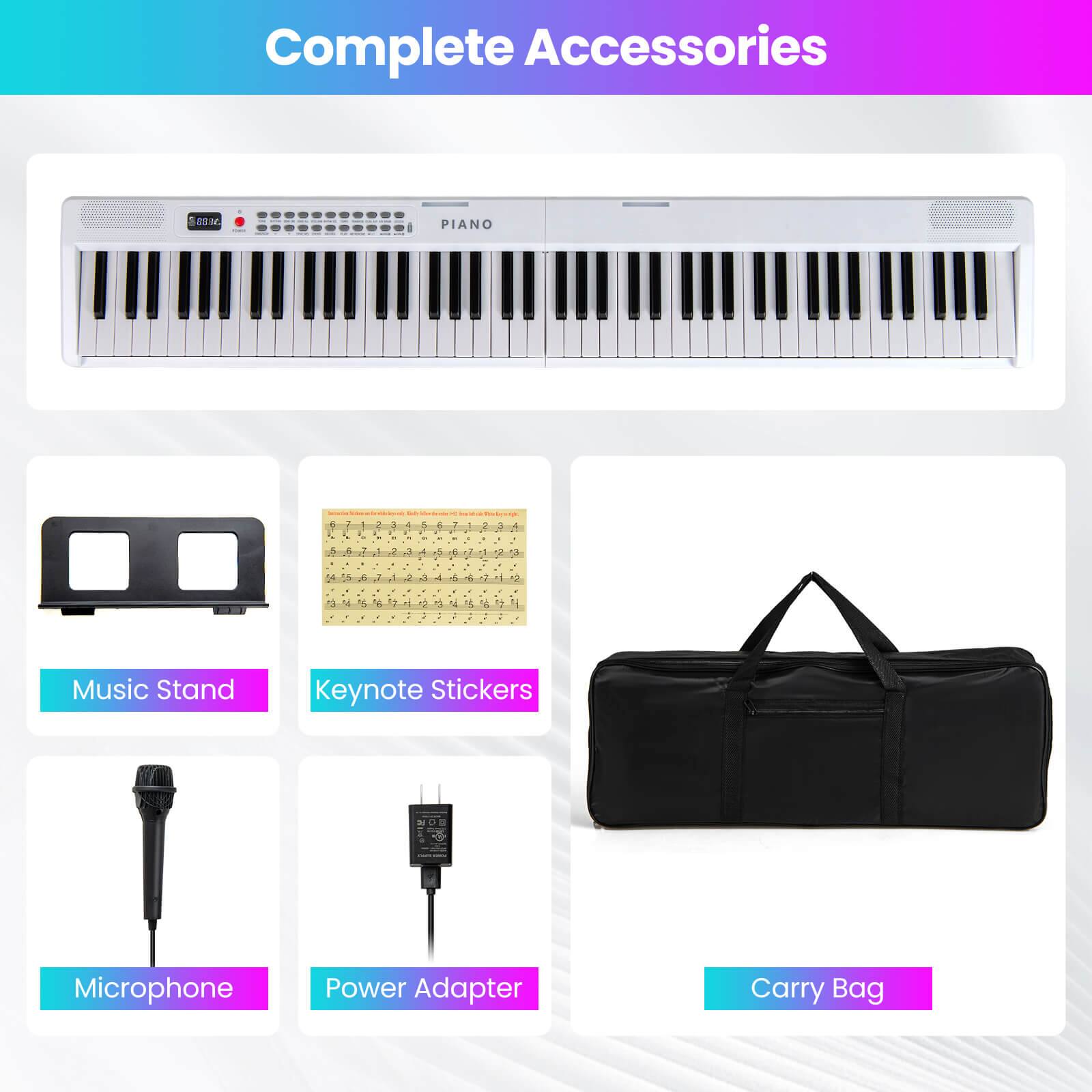 Complete Accessories

- Music Stand
- Keynote Stickers
- Microphone
- Power Adapter
- Carry Bag