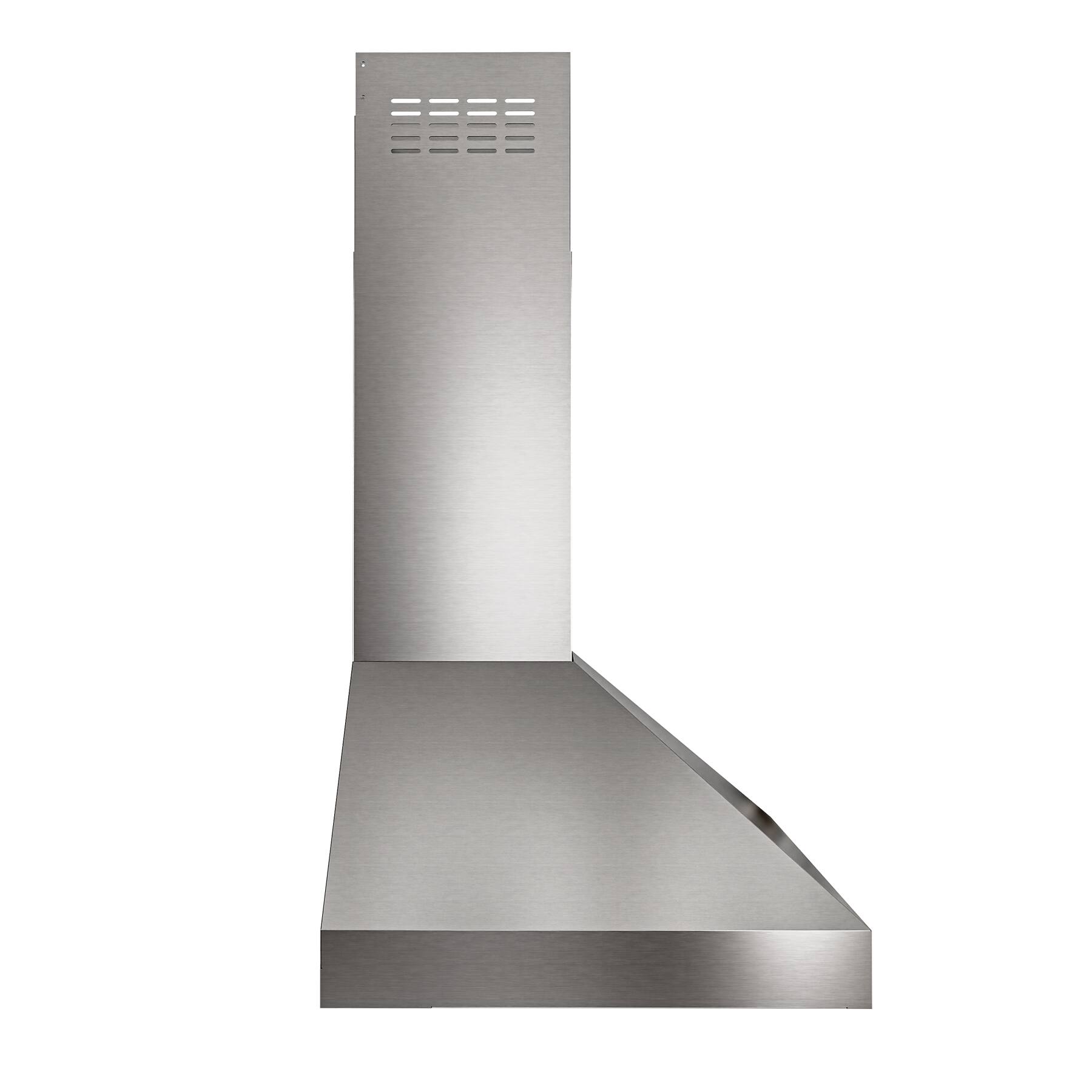 Left. Onefly - 30 Inches - Convertible & Recirculating - Wall Mount Range Hood - Stainless Steel.