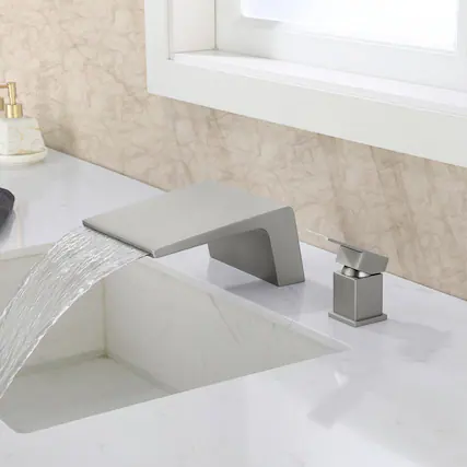 Front. Boyel Living - Brushed Faucet SUS304 18cm Waterfall Spout cUPC Cartridge Single Handle - Brushed Nickel.