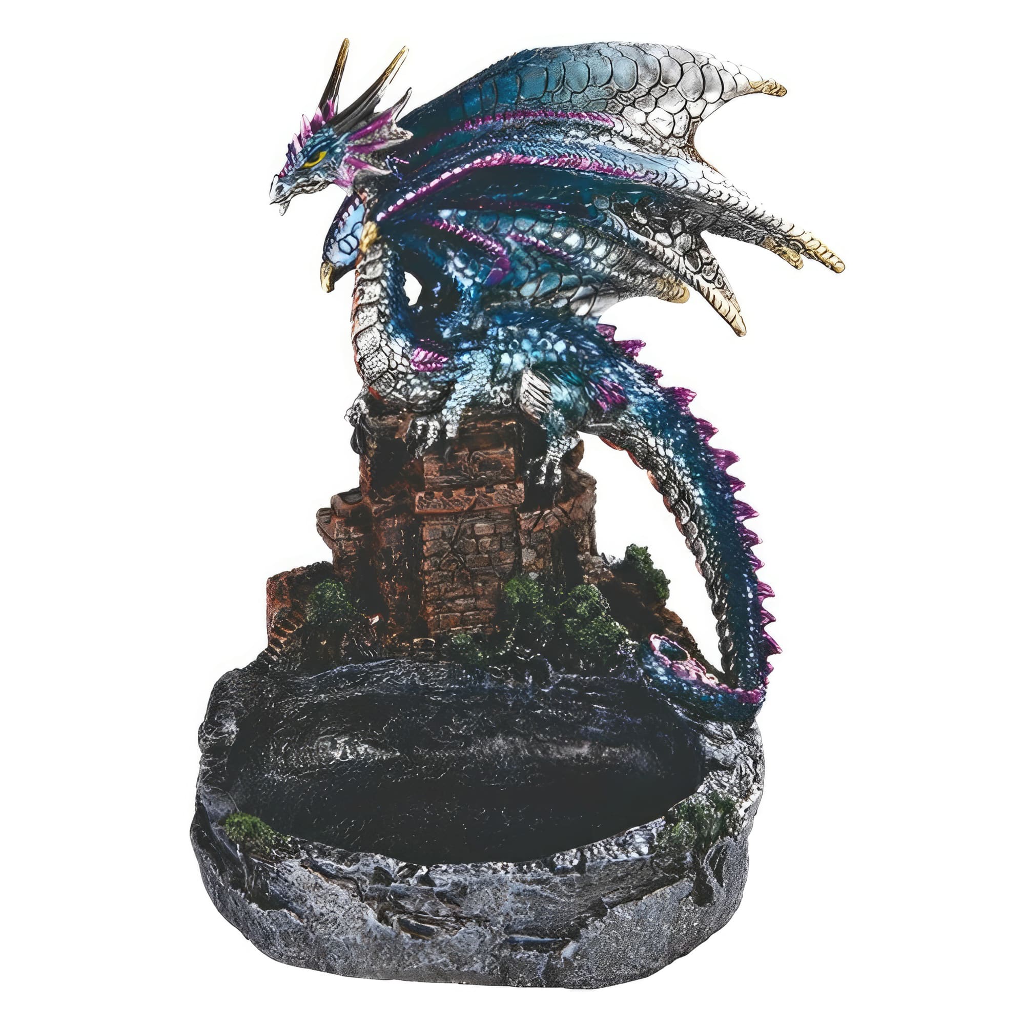 FC Design - 7.75"H Dragon on Castle Dish Figurine Statue Office/Computer Desk Tabletop Medieval Gaming Home Decor Gift - Multi-Color