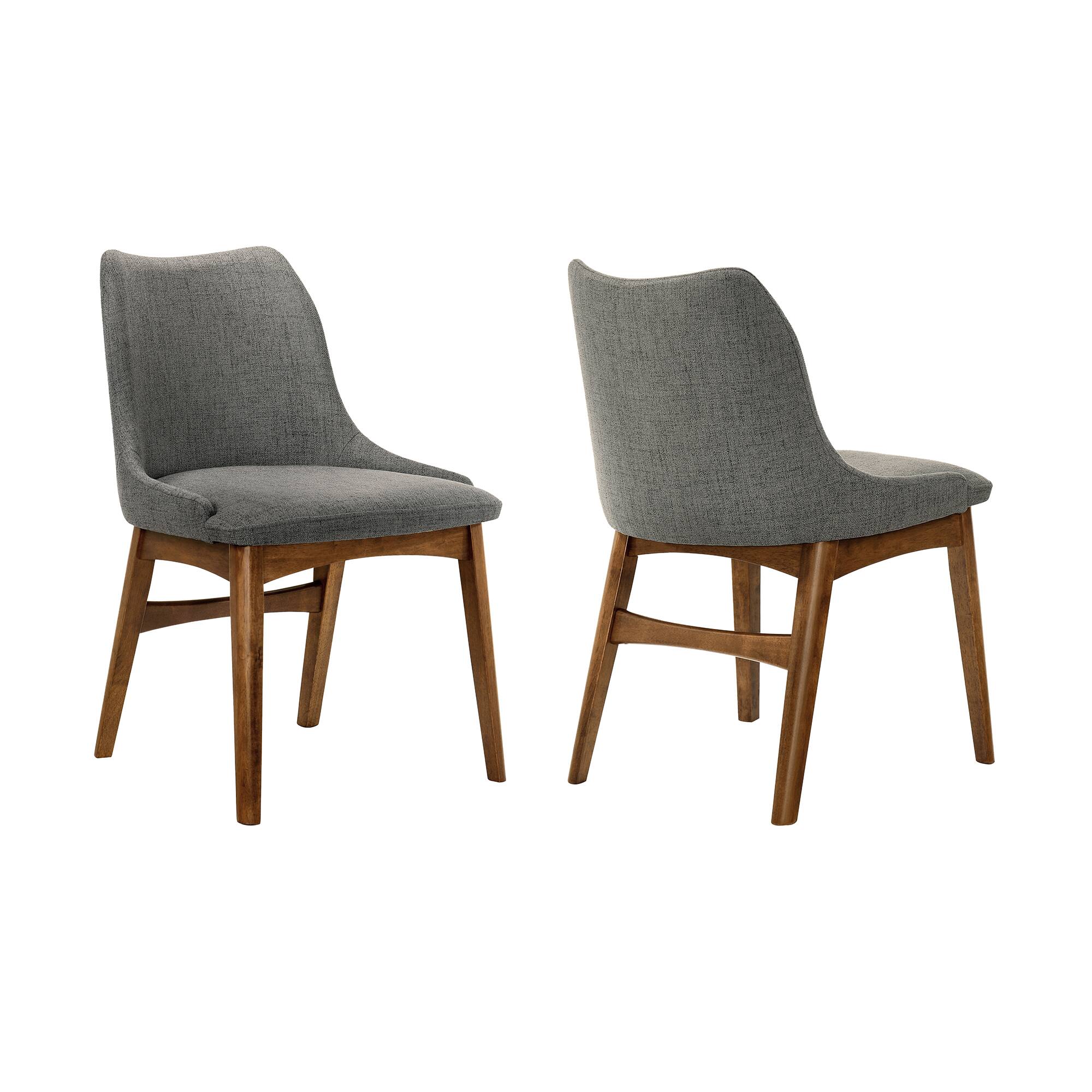 Armen Living - Azalea Fabric and Walnut Wood Dining Side Chairs - Set of 2 - Charcoal