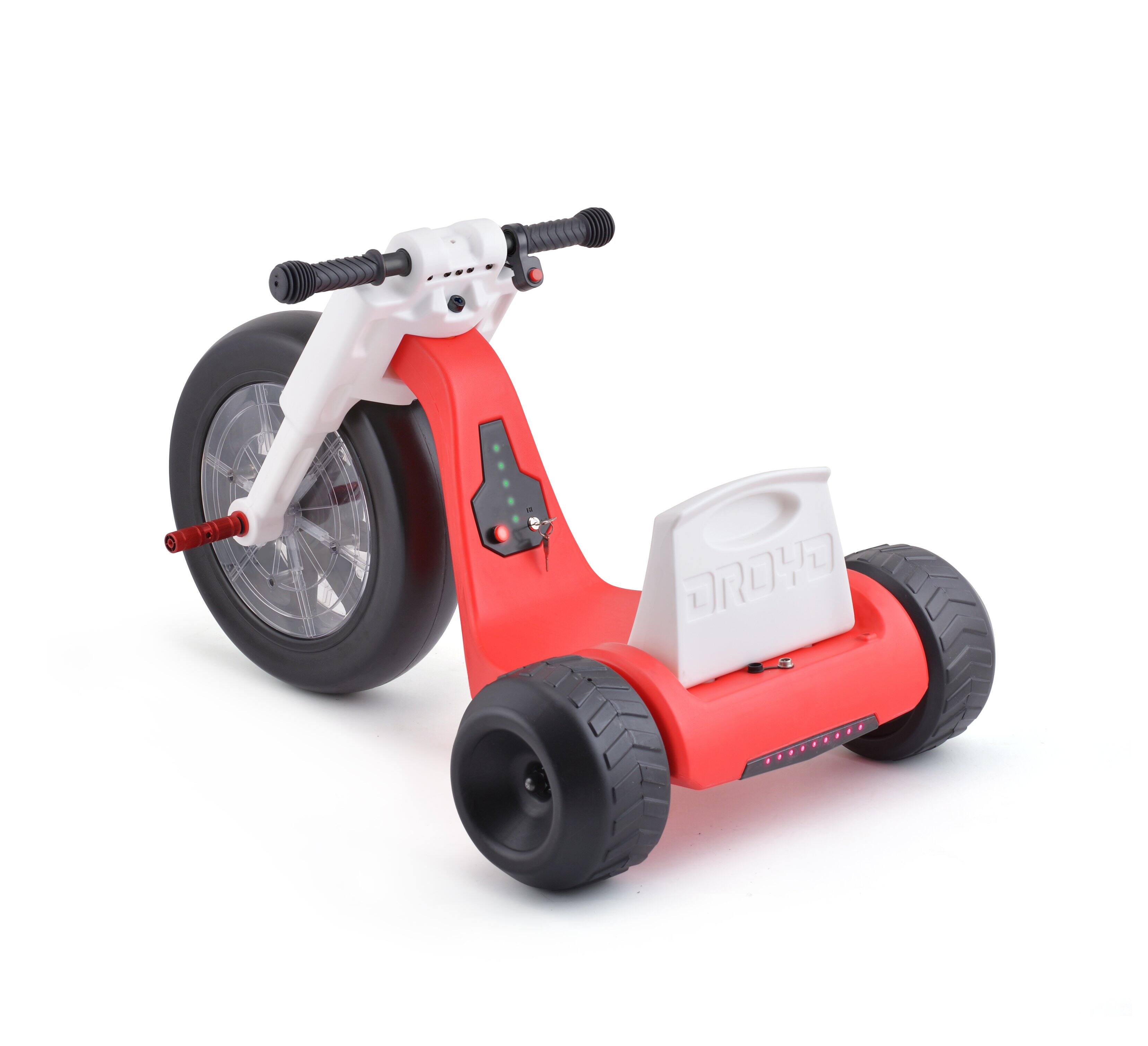 Alt View 2. Droyd - Romper Electric Tricycle for Kids 3+ w/ 3 mi Range & 6 mph Speed – Adjustable Seat, Parental Control & LEDs - Red.
