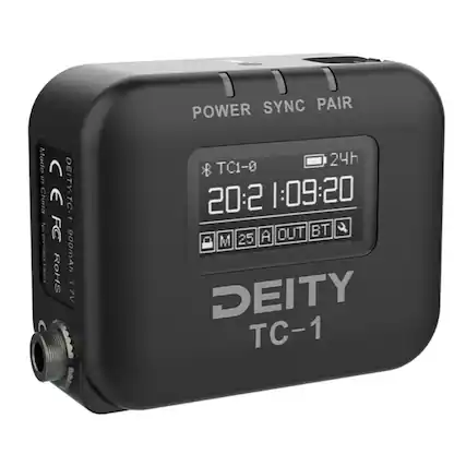 DEITY TC-1
Made in China
CEFC
ROHS
3V
900mAh
POWER SYNC PAIR
TC1-0
20:2 1:09:20
24h
25
A OUT BT
M