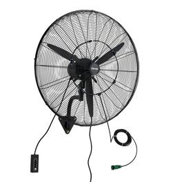 VEVOR - Wall Mount Fan, 30 in Wall Mounted Hanging Fan with Oscillating & Mist, IP44-rated, 3-Speed, Powerful Air Reach - Black