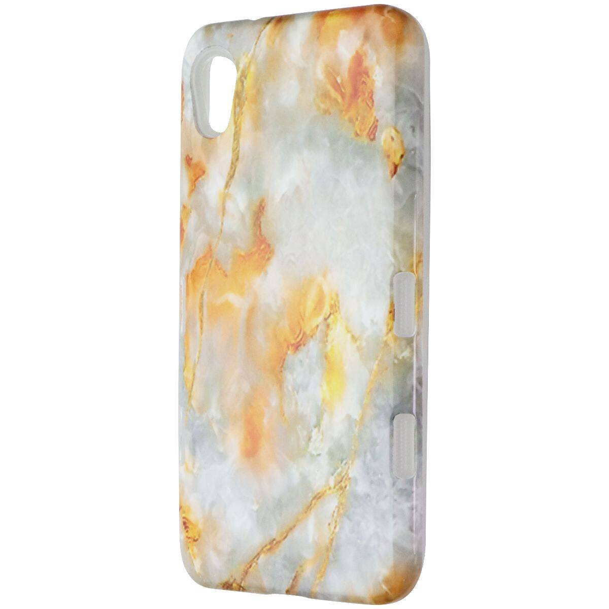 Front. Mybat - MyBat Premium Dual Layer Case for Motorola Moto E6 - Orange/Gray Marble - Multicolor.