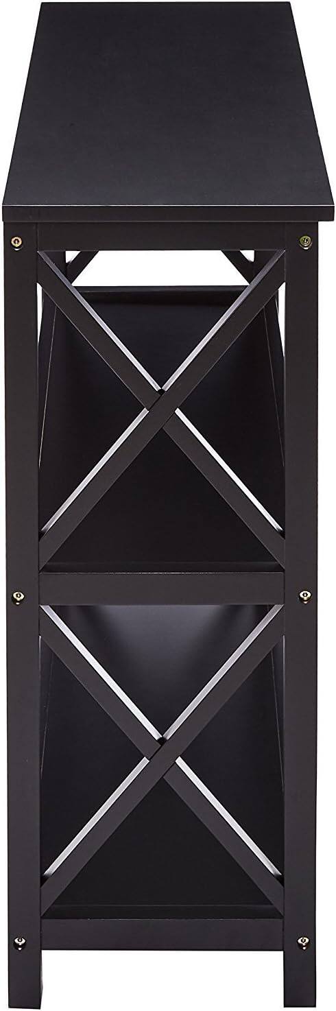 Alt View 1. Kings Brand Furniture - Kings Brand Furniture 3-Tier X-Design Console Entryway Sofa Table With Shelves, Black - Black.