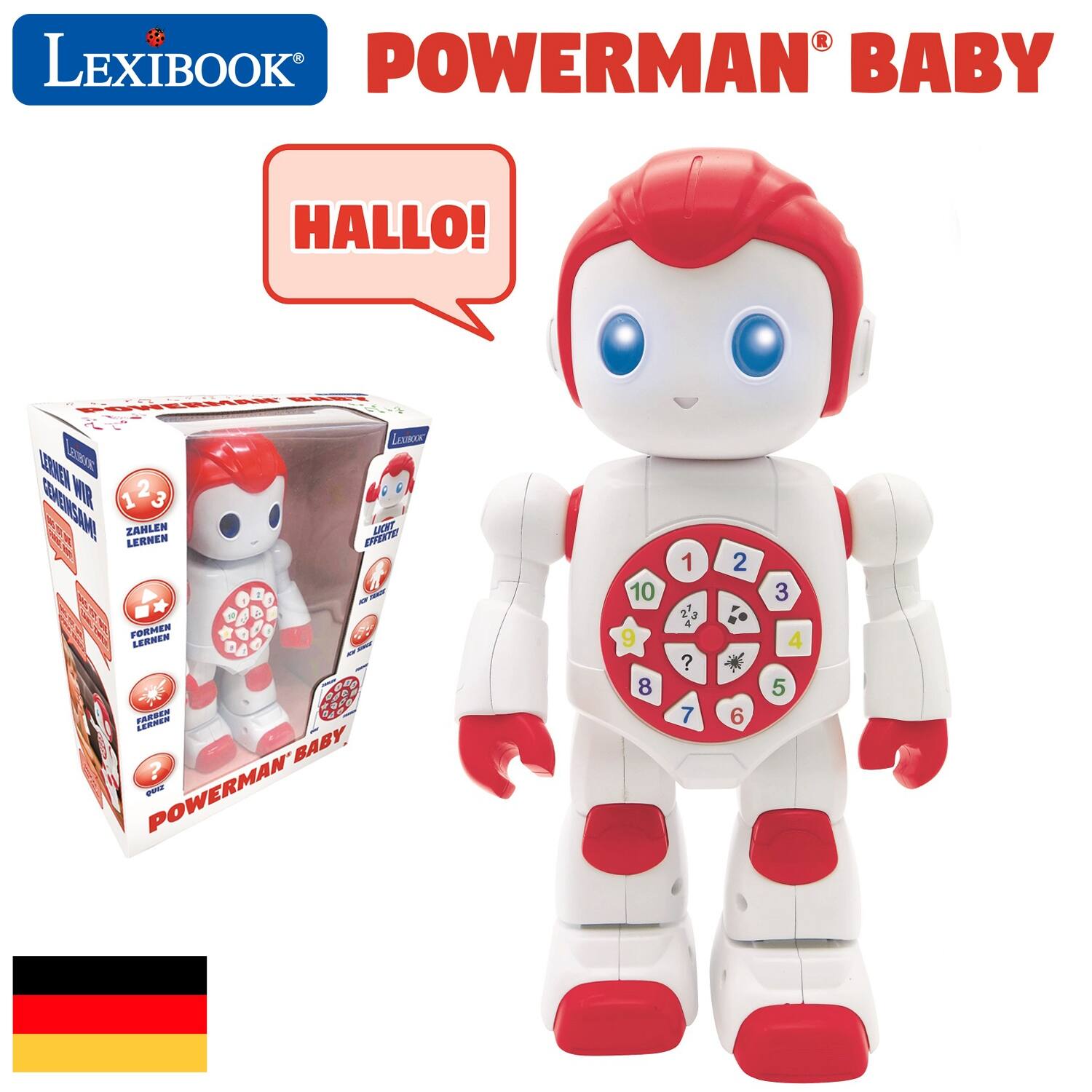 LEXIBOOK POWERMAN BABY  
HALLO!  
BOWE ERKEN ZE WIR 123 2 GEENSAE 1 3 SAME ZANLEN LERNEN EFFERTE  
LCFT - - 10 1 2 3 FORMEN LERNEN - GR AREN 2R 1 LEWMEN BABY ?  
POWERMAN - 9 8 4 ? 7 6 4 5