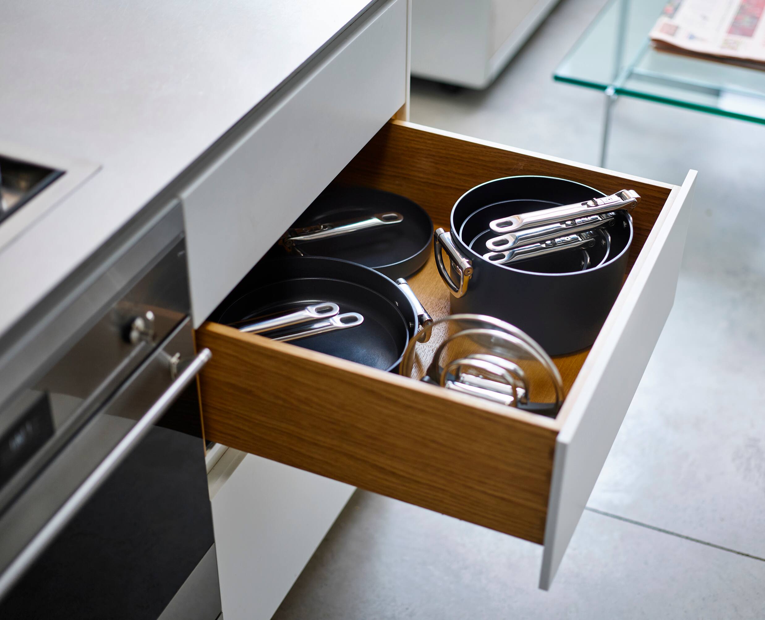 Alt View 6. Joseph Joseph - Space Ceramic Non-stick 1.4 Qt. Saucepan with Folding Handle and Lid - Blue.