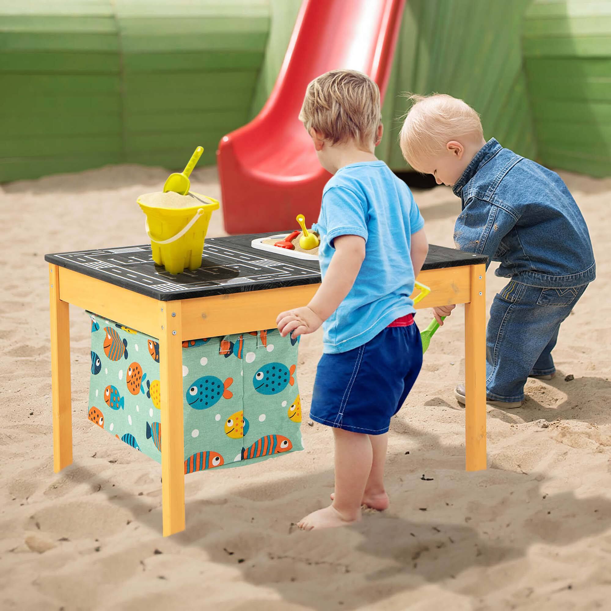 Alt View 1. Costway - Costway 3-in-1 Kids Activity Table with Foldable Water Bin Large Capacity Storage Bag - Natural+Black.