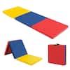 Front. Costway - Costway Tri-Fold Folding Exercise Mat 6 ft x 2 ft Portable Gymnastics Tumbling Yoga Mat - Multicolor.
