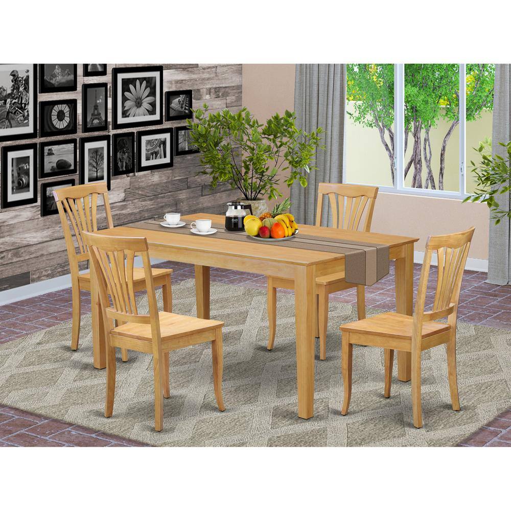 Back. East West Furniture - 5 PC Small Kitchen Table set - small Kitchen Table and 4 Kitchen chair - Oak.