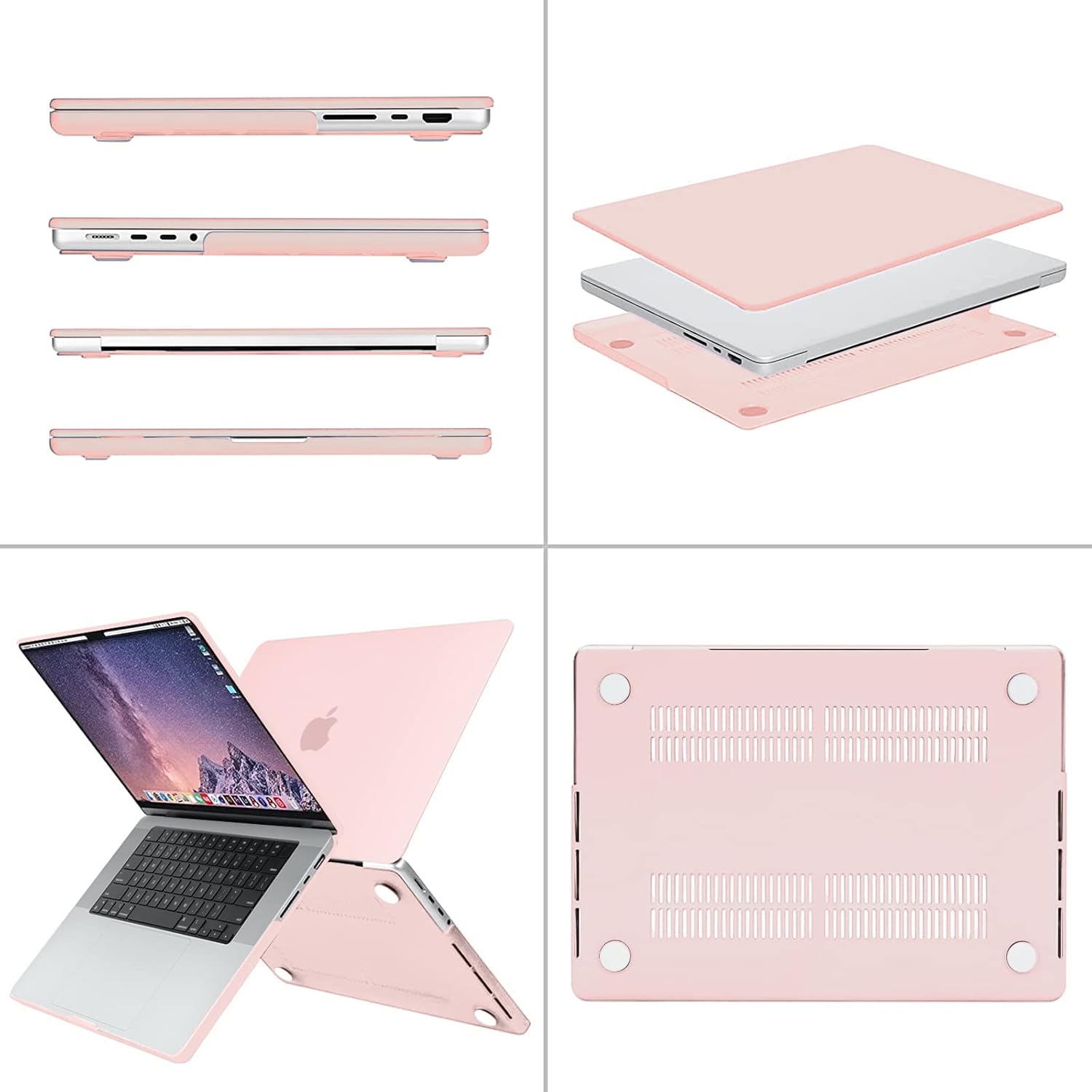 Alt View 1. mosiso - 4-in-1 MacBook Pro 16 inch Case Compatible with Models A3429 A3428 A3403 A3186 A2991 A2780 A2485 - Chalk Pink.