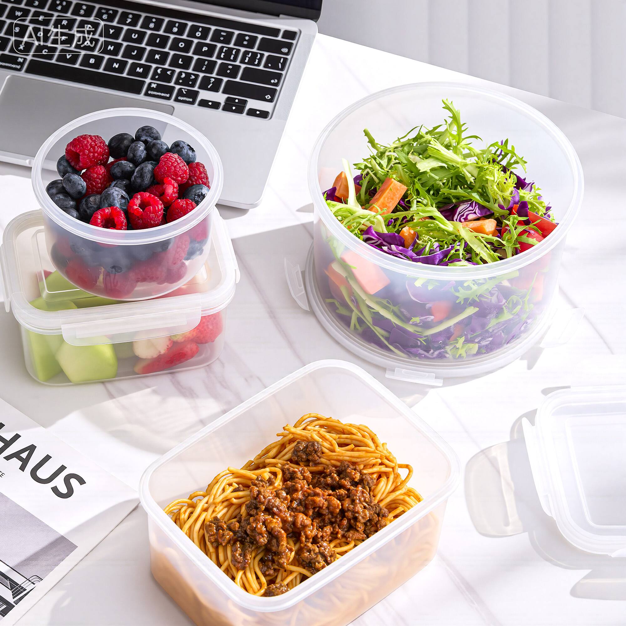 Alt View 5. Sorbus - Sorbus 6 Pack Nesting Plastic Food Storage Containers Stackable Meal Prep Bowls - Clear.