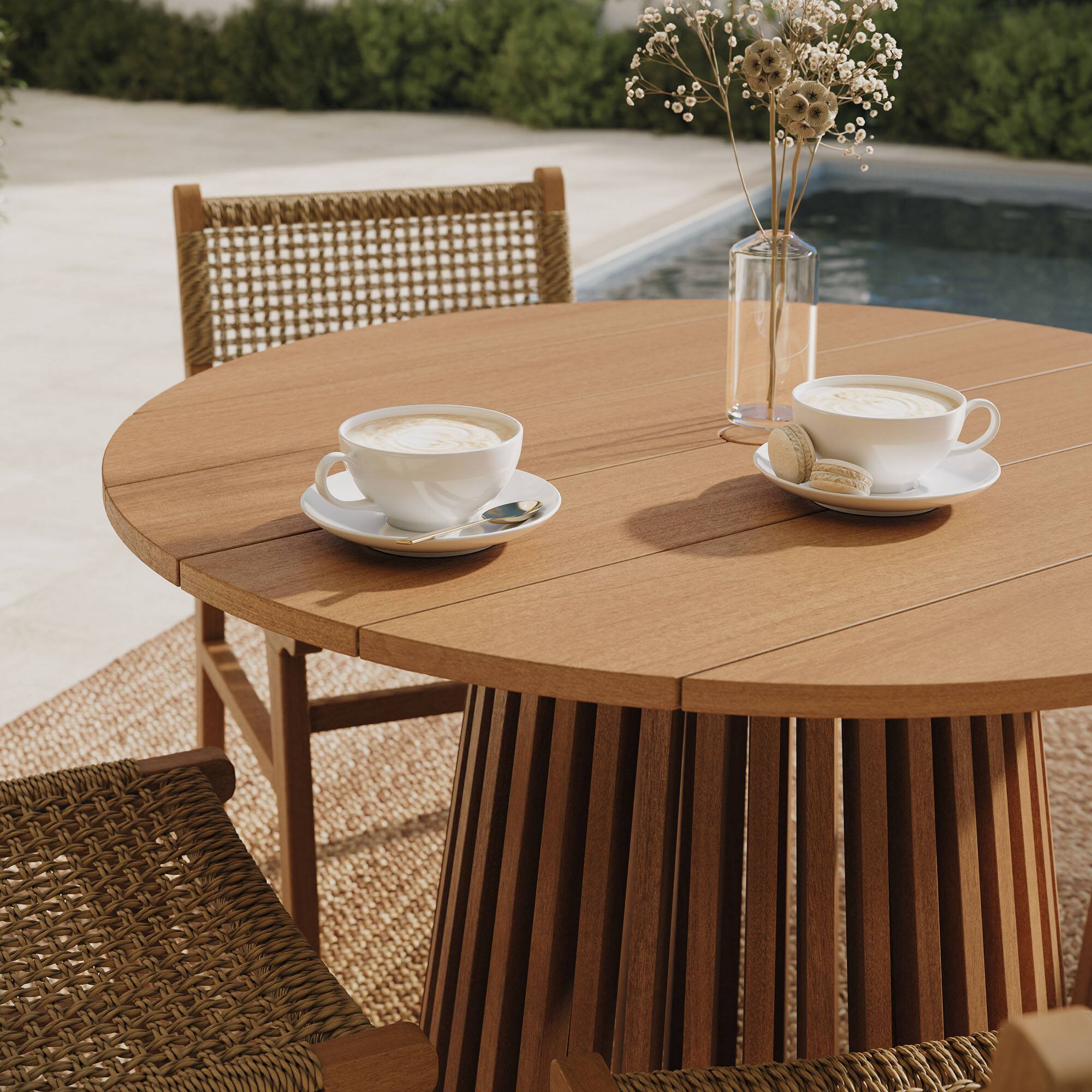 Alt View 1. Modway - Lane 39 Inch Round Outdoor Teak Wood Dining Table by Modway - Natural.