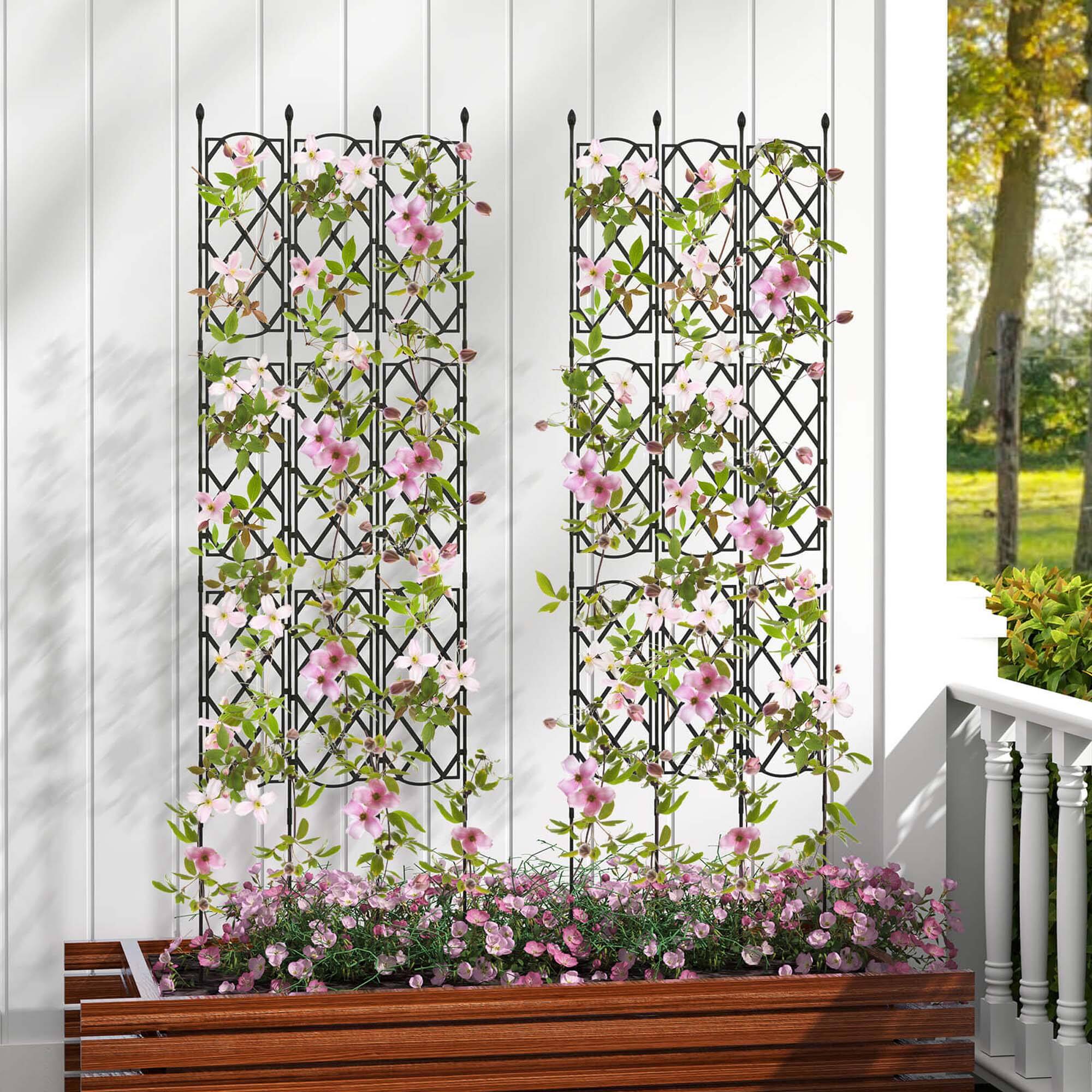 Alt View 3. Costway - 1 PCS 58" x 73" Garden Trellis for Climbing Plants Rustproof Metal Plant Support Frame - Natural.