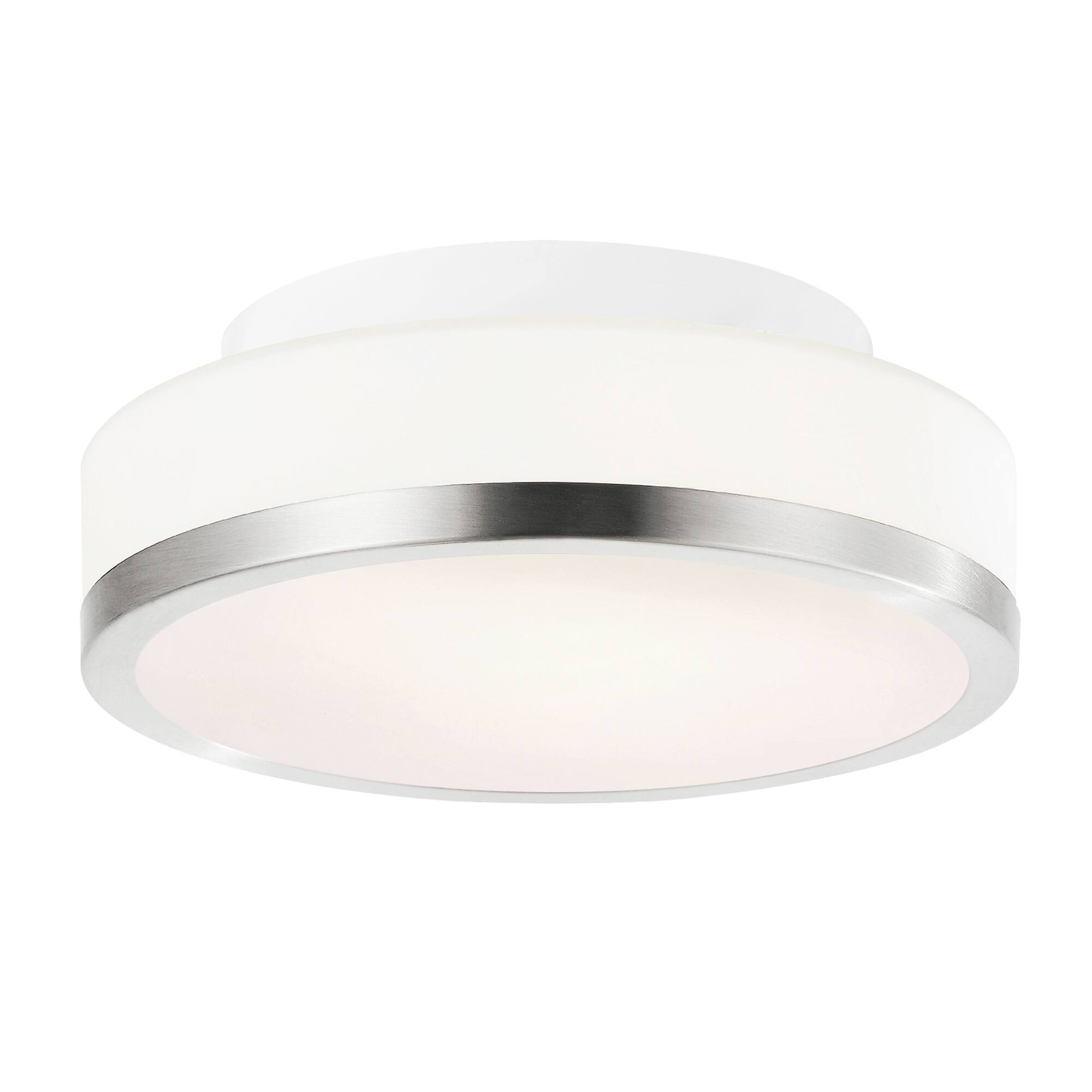 Front. CWI Lighting - Frosted 1 Light Drum Shade Flush Mount With Satin Nickel Finish - Satin Nickel.