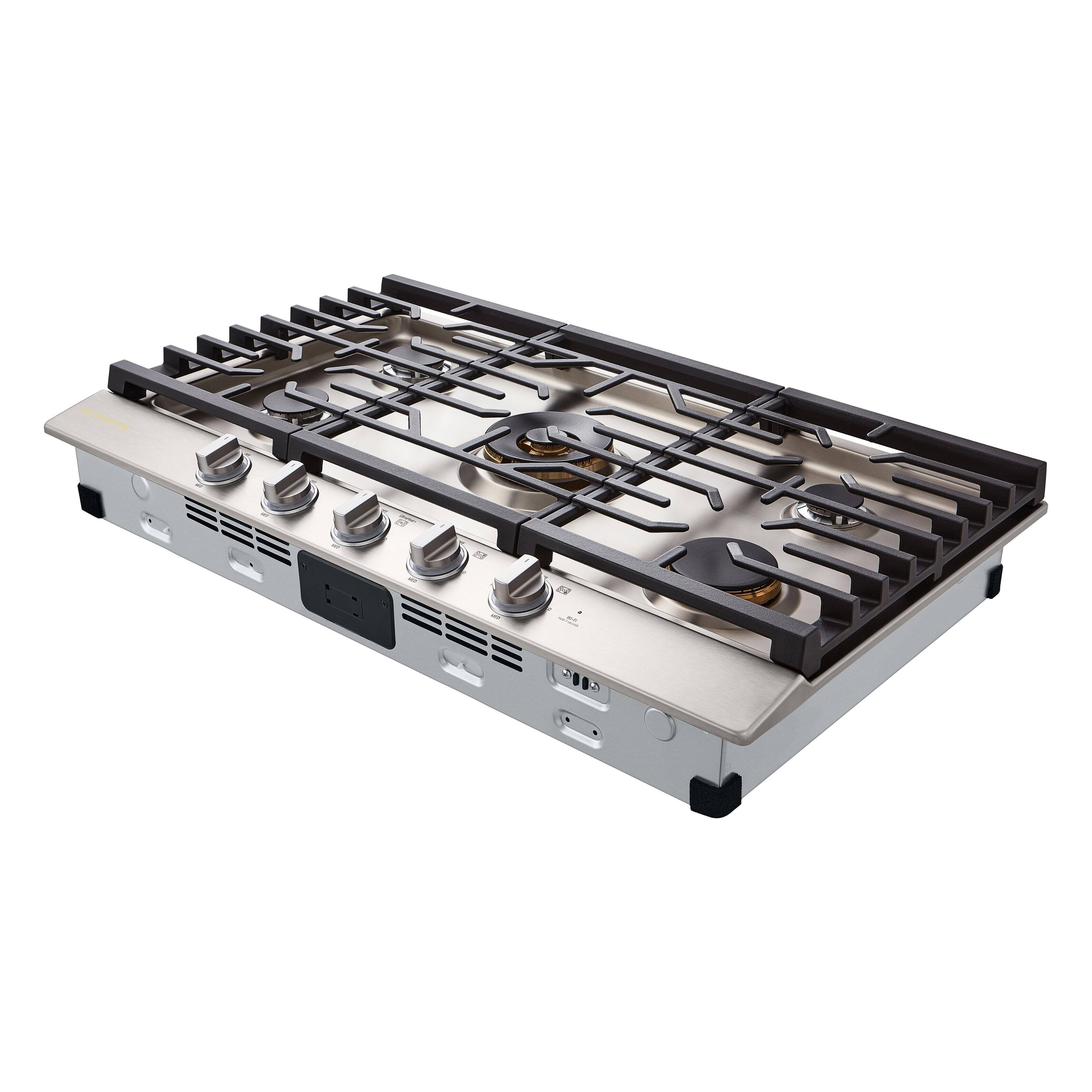 Alt View 11. LG - SIGNATURE 36" Built-In Smart Gas Cooktop with 5 Burners, 24K BTU UltraHeat Dual Burner and LED Illuminated Knobs - Stainless Steel.