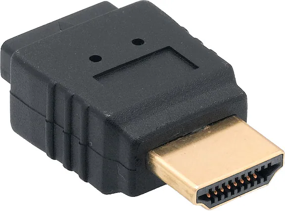 Front. Cable Leader - HDMI Male to Female Port Saver Adapter, Type A 19-Pin, Gold-Plated, Fully Molded - Black.