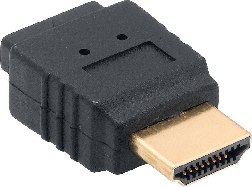 Front. Cable Leader - HDMI Male to Female Port Saver Adapter, Type A 19-Pin, Gold-Plated, Fully Molded - Black.