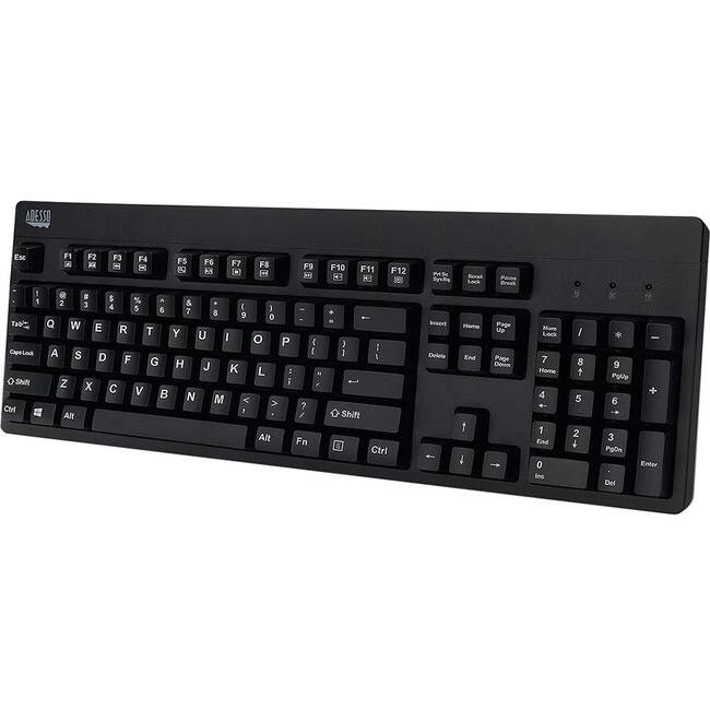 Adesso - EasyTouch 630UB - Antimicrobial Waterproof Keyboard - Cable Connectivity - USB Interface - 104 Key(s) - Windows - Black