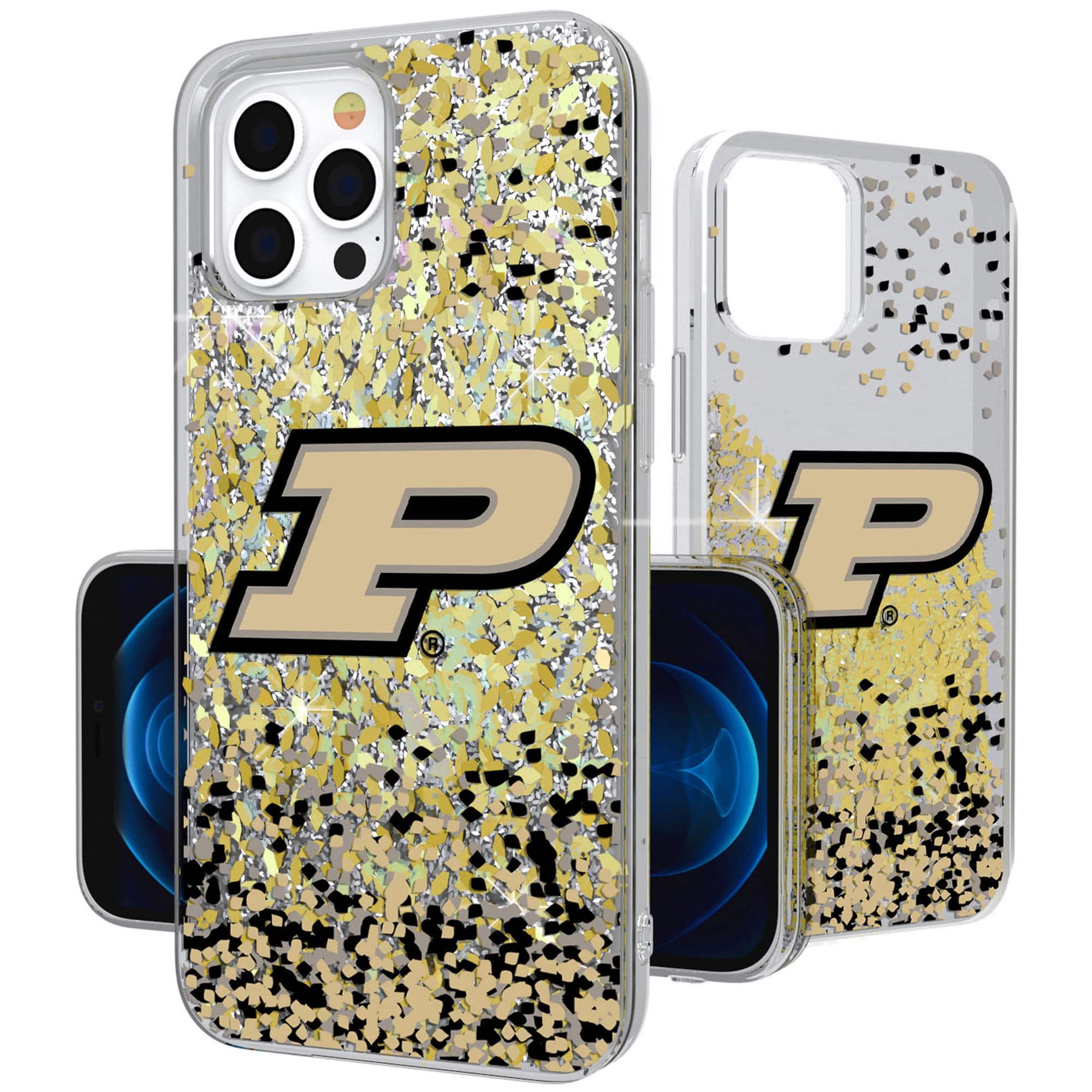 Keyscaper - Purdue Boilermakers iPhone Glitter Confetti Design Case - 15 Pro Max - Multicolor
