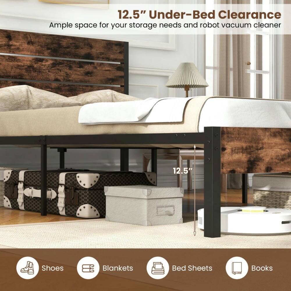 12.5" Under-Bed Clearance  
Ample space for your storage needs and robot vacuum cleaner  

12.5"  
Shoes  
Blankets  
Bed Sheets  
Books