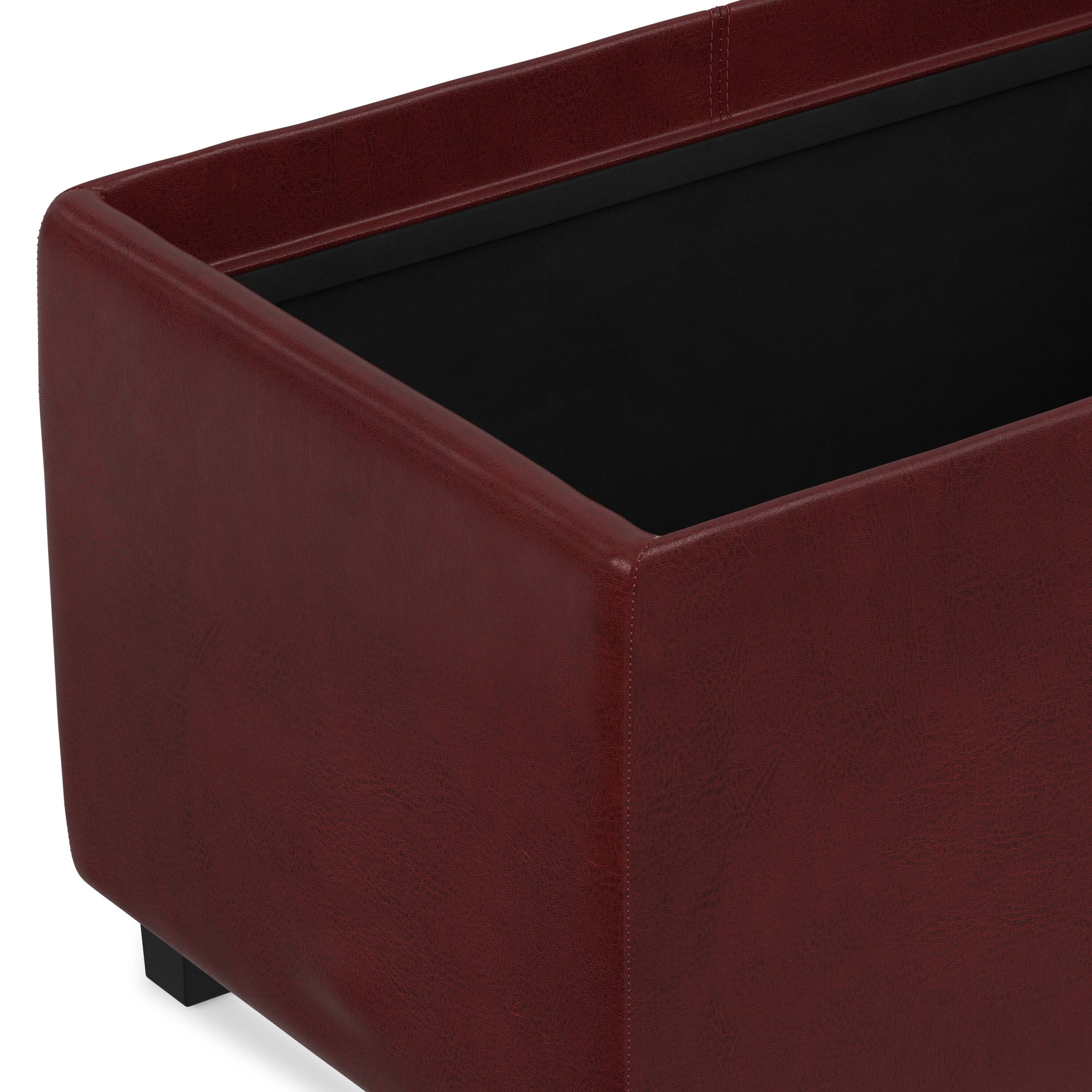 Alt View 6. Simpli Home - Avalon 42 inch Wide Storage Ottoman in Red Vegan Leather - Red.