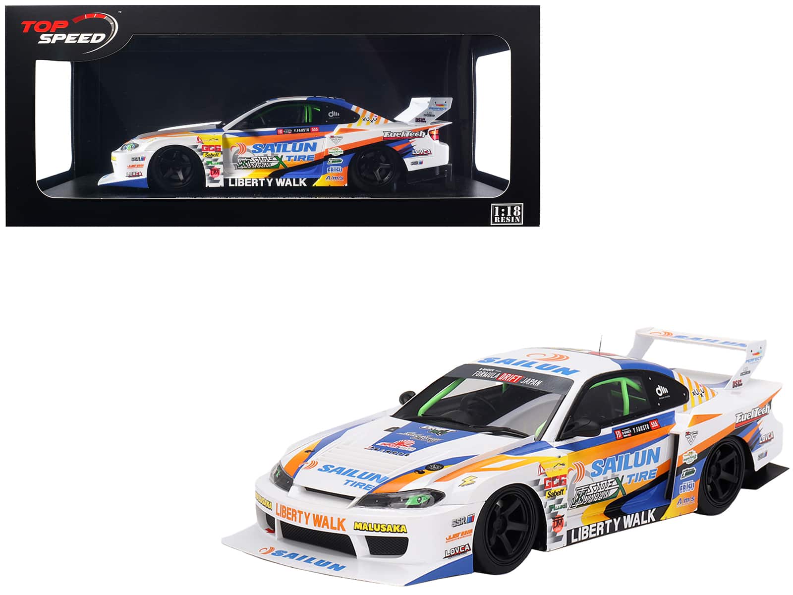 "Nissan LB-Super Silhouette S15 SILVIA #555 Yukio Fausto ""Formula Drift Japan"" (2023) 1/18 Model Car by Top Speed" price history on PriceWatchPro