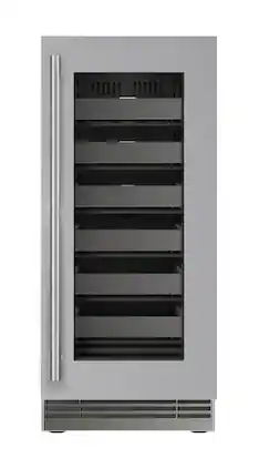 U-Line - 15"W. 4.9 Cu.Ft. Built-In Wine Refrigerator- Frame w. Glass - Stainless Steel