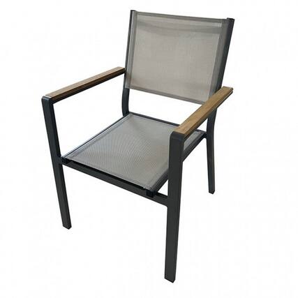 Front. Manhattan Lane - Ankia 23 Inch Outdoor Armchair, Wood, Strong Aluminium Frame - Brown, Black.