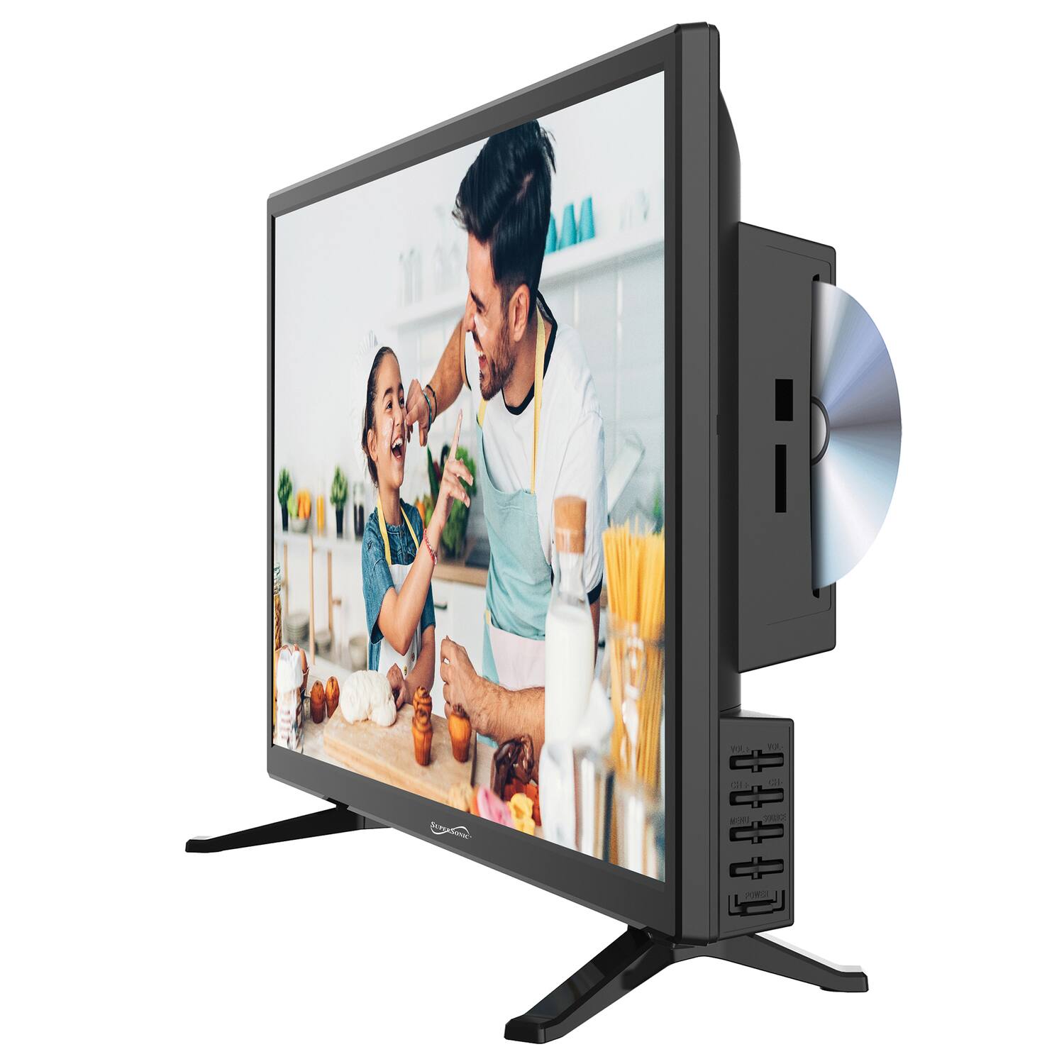 Alt View 6. Supersonic - 24" 12 Volt ACDC LED HDTV with DVD Player, USB, SD Card Reader and HDMI.