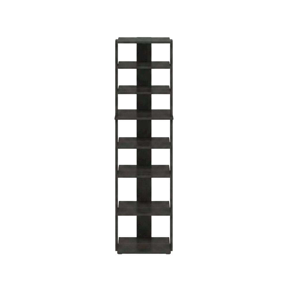 Back. FurniFact - Brown 8-Tier Vertical Shoe Tower, Free Standing Space Saving Closet Organizer - Espresso.