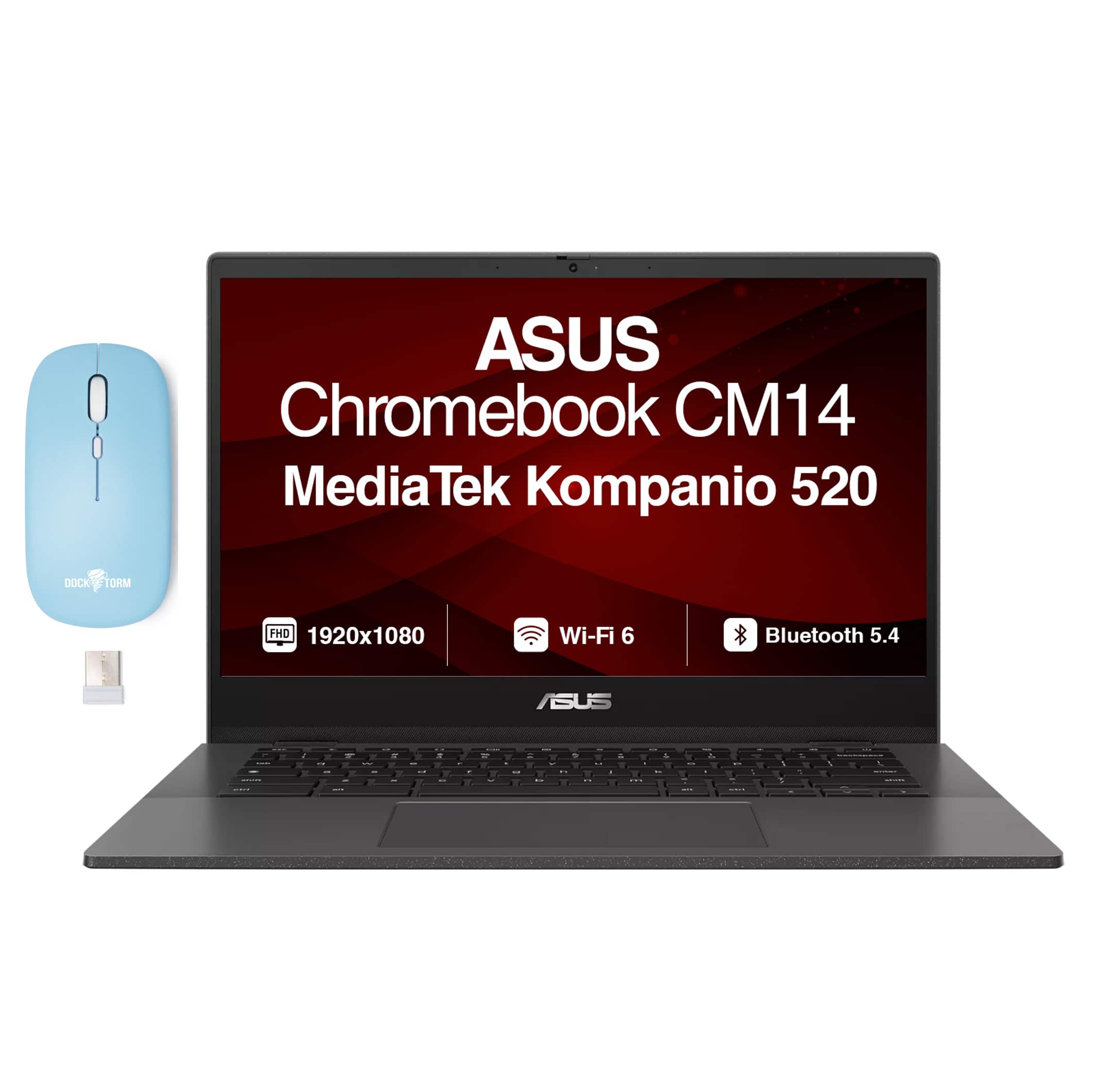 ASUS - Chromebook CM14 Laptop(MediaTek Kompanio 520/4GB/64GB eMMC SSD/14.0" TN FHD/Chrome OS)w/Dockztorm Wireless Mouse
