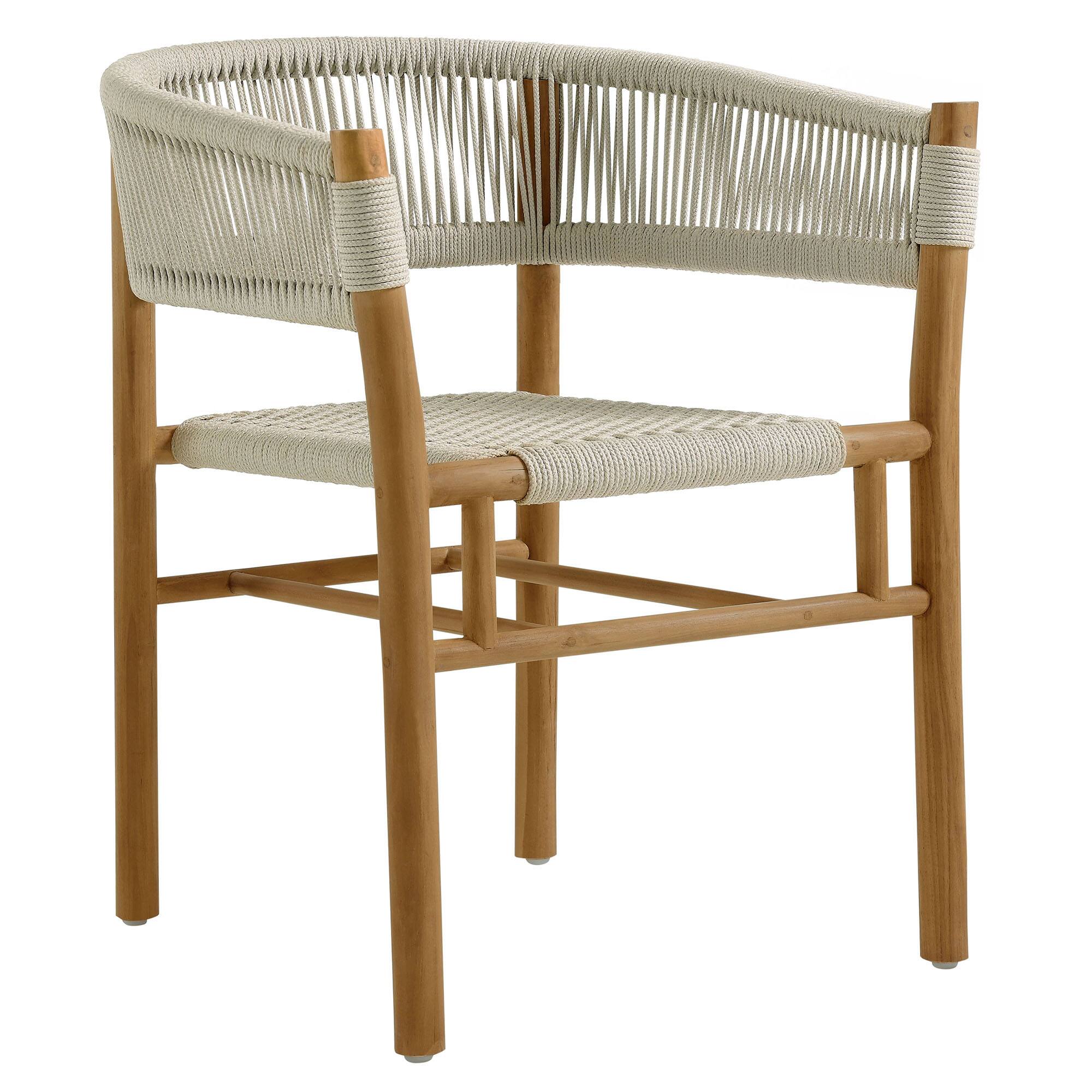 Alt View 2. Modway - Vienna Outdoor Patio Teak and Rope Curved-Back Dining Armchairs Set of 2 by Modway - Natural Natural.