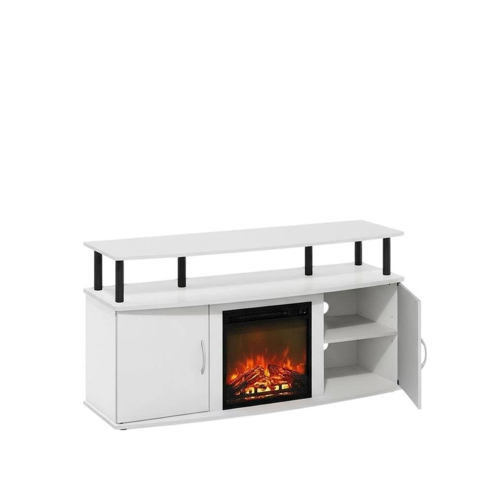 Alt View 3. FurniFact - White Fireplace Entertainment Center, Doors, Storage Cabinet, Up to 55-Inch TV - White.