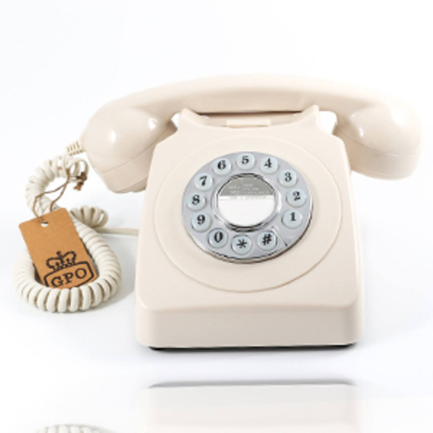 Front. PopMarket - GPO Retro GPO746PBIVR 746 Desktop Push Button Telephone - Ivory - MISC ACCESSORY - White.