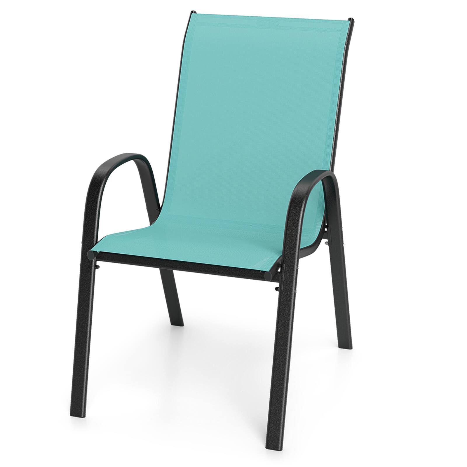 Alt View 9. Gymax - Gymax Set of 2 Patio Dining Chairs Stackable Armrest Space Saving Black & Turquoise - Green.