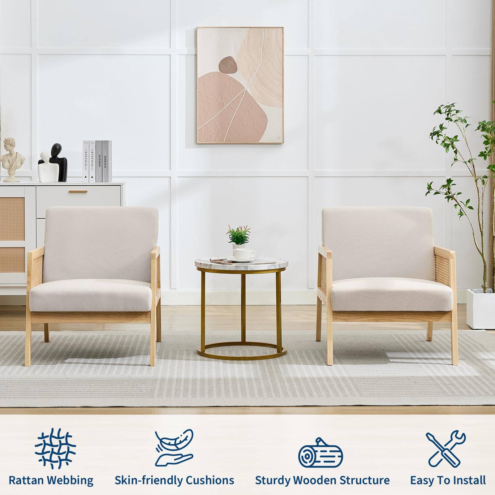 Rattan Webbing  
Skin-friendly Cushions  
Sturdy Wooden Structure  
Easy To Install