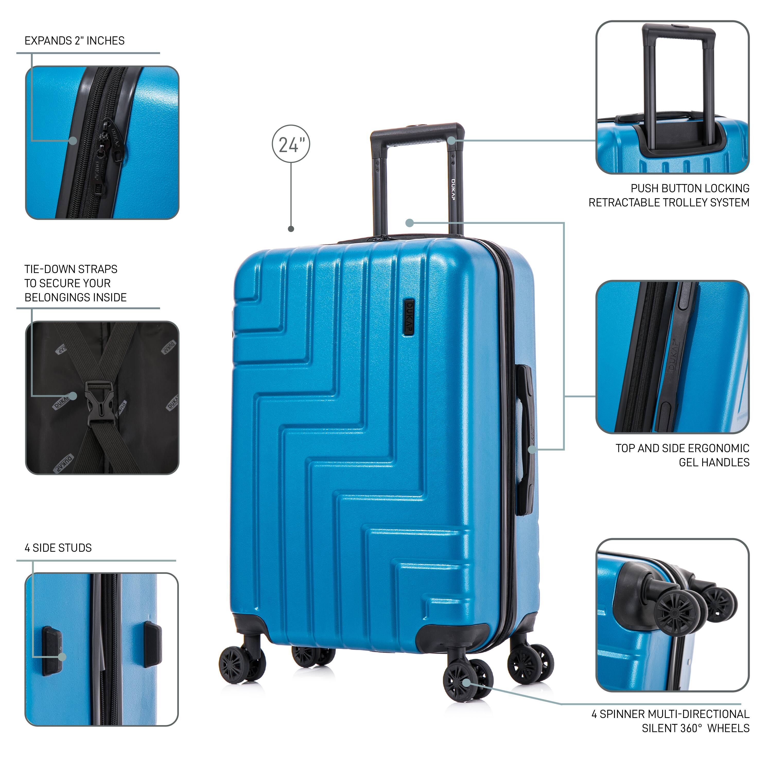 - EXPANDS 2" INCHES
- 24" CR
- PUSH BUTTON LOCKING RETRACTABLE TROLLEY SYSTEM
- TIE-DOWN STRAPS TO SECURE YOUR BELONGINGS INSIDE
- TOP AND SIDE ERGONOMIC GEL HANDLES
- 4 SIDE STUDS
- 4 SPINNER MULTI-DIRECTIONAL SILENT 360° WHEELS