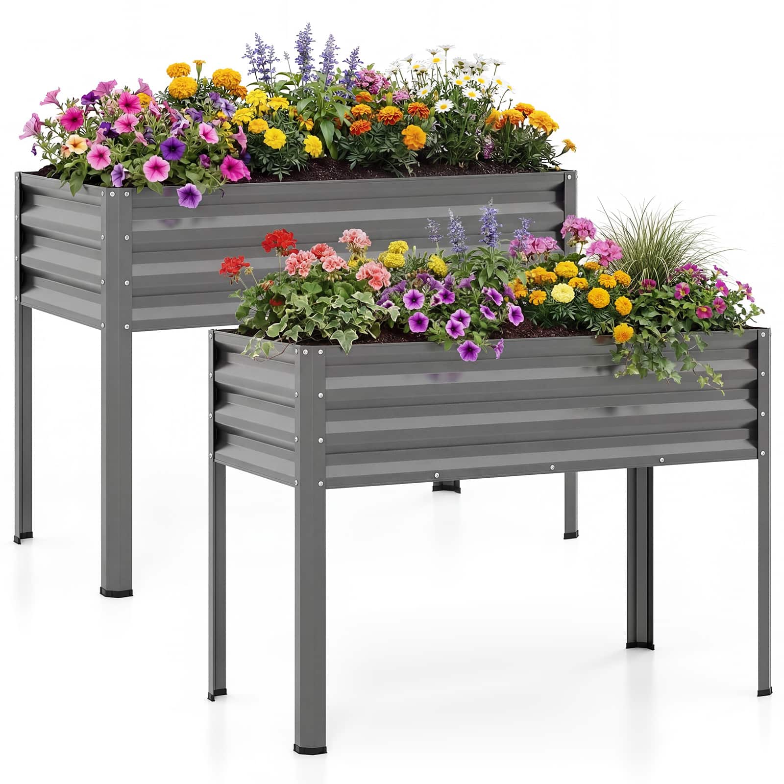 Costway - 2 PCS Raised Garden Bed with Legs, Electro-Coating Metal Large Elevated Planter Box - Gray price history on PriceWatchPro
