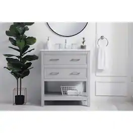 Elegant Kitchen and Bath - 30 inch Single Bathroom Vanity in Grey - Gray