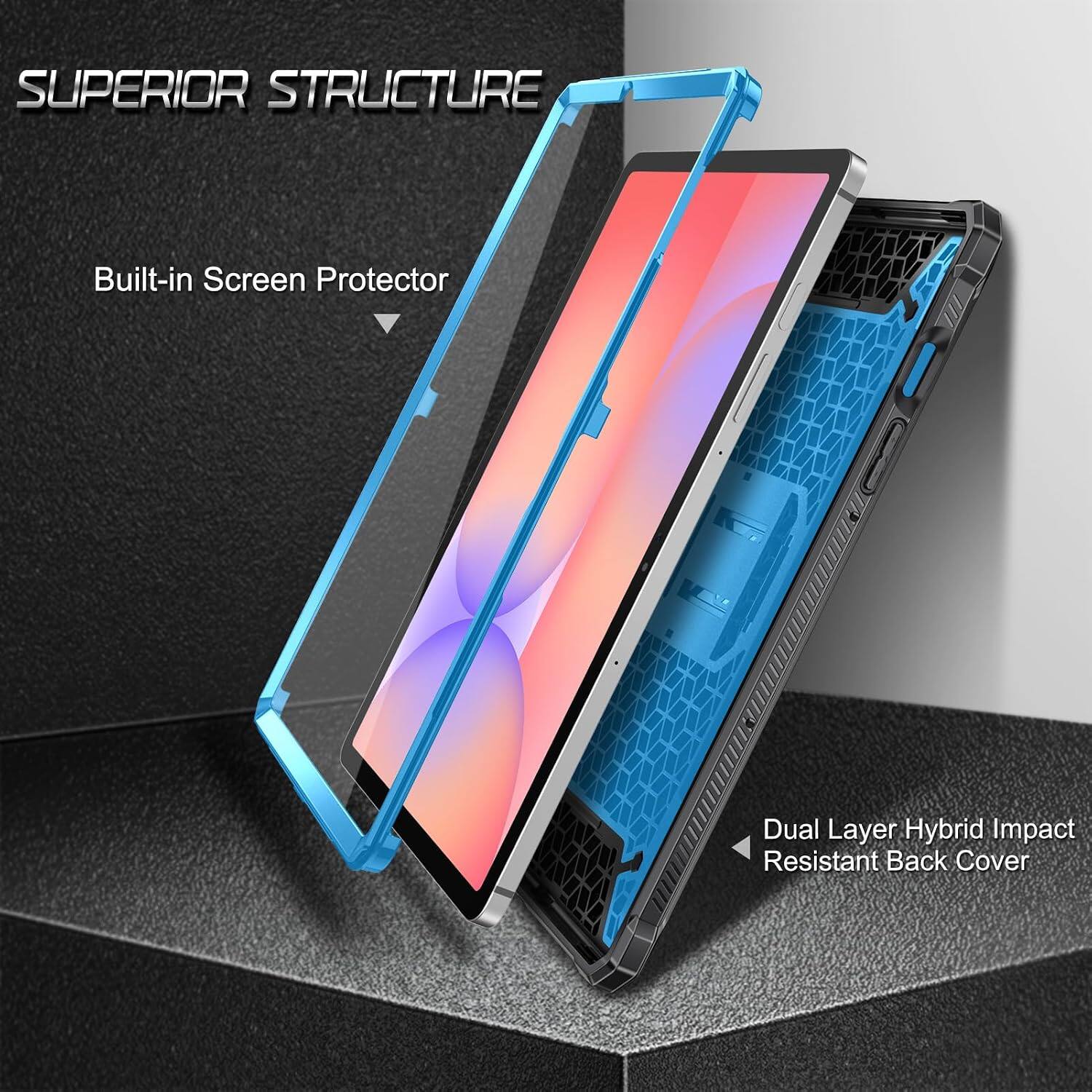 SUPERIOR STRUCTURE  
Built-in Screen Protector  
Dual Layer Hybrid Impact Resistant Back Cover