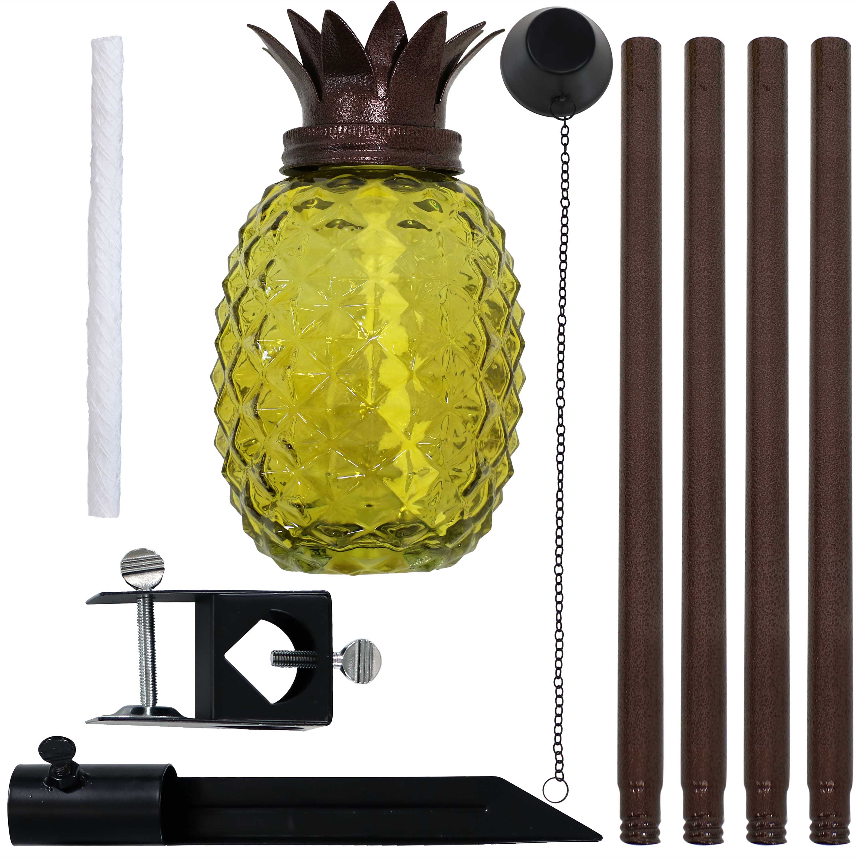 Alt View 7. Sunnydaze - Glass Tropical Pineapple 2-in-1 Outdoor Torch - Set of 2 - Yellow.