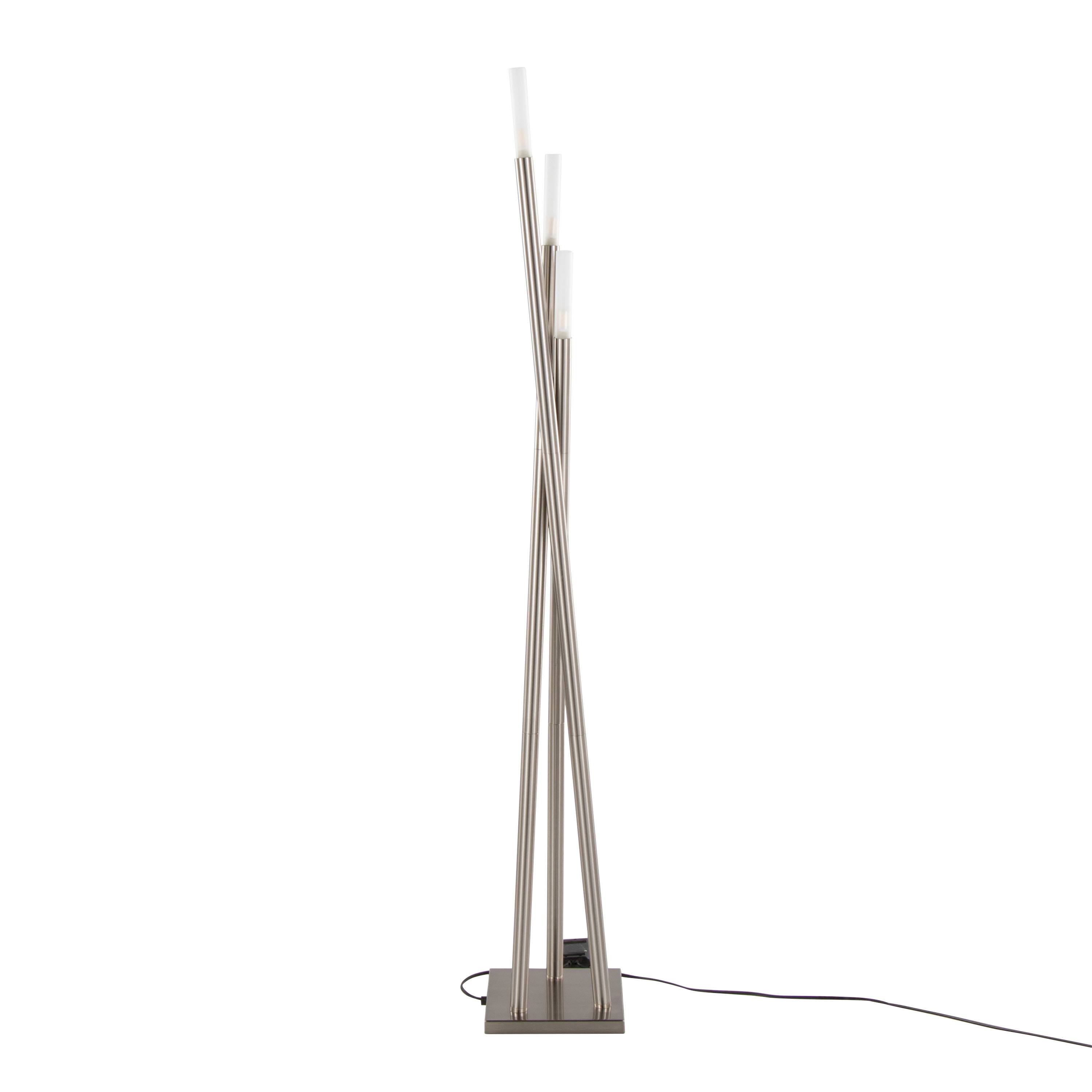 Left. Loheer - Loheer 67 Inch Icicle Contemporary Floor Lamp Brushed Nickel Modern Standing Lamp for Living Room and Bedroom - Brushed Nickel.