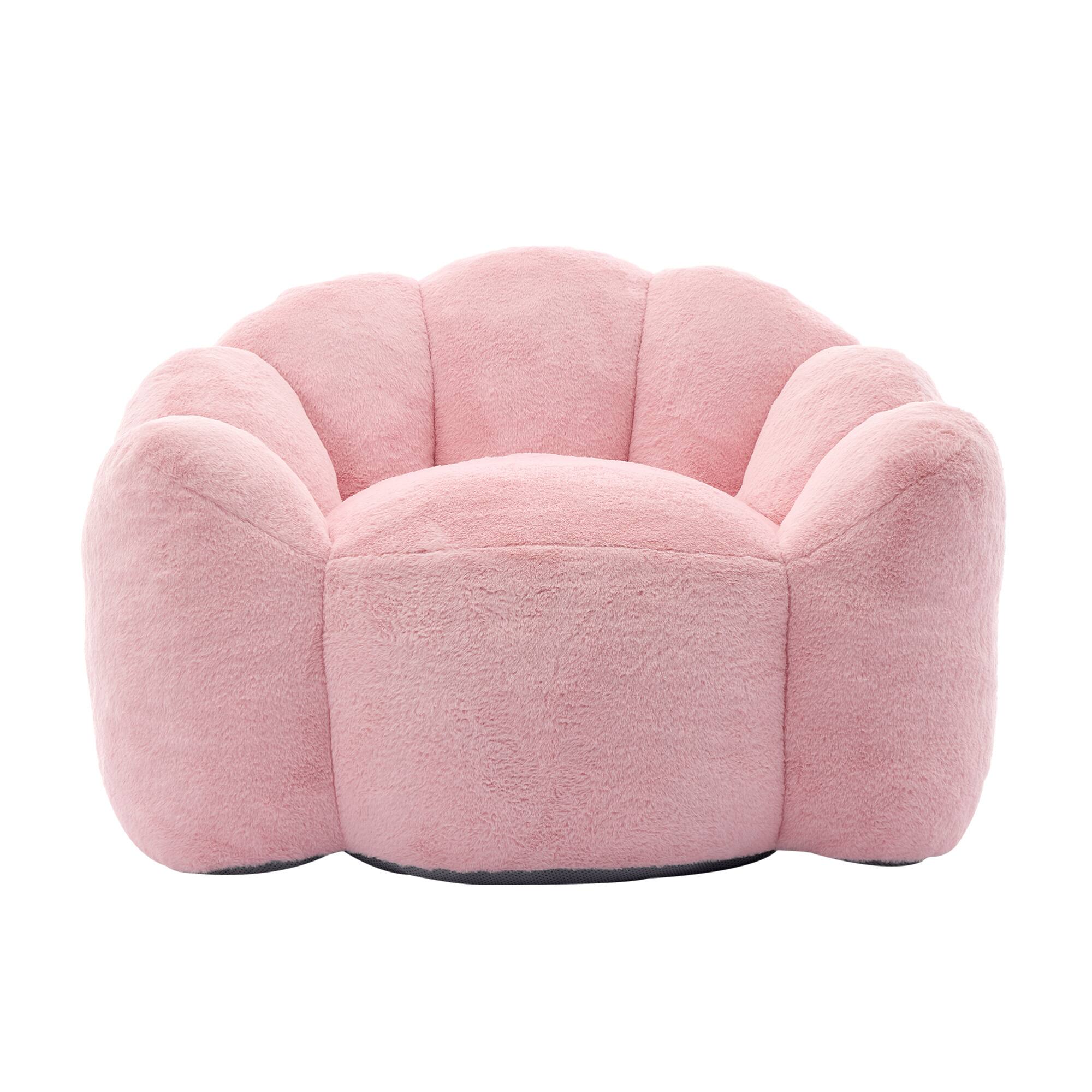 Back. GOODSILO - Lotus Style Compression Sofa Bean Bag Chair with Pull Ring for Easy Mobility and No Assembly Required - Pink.
