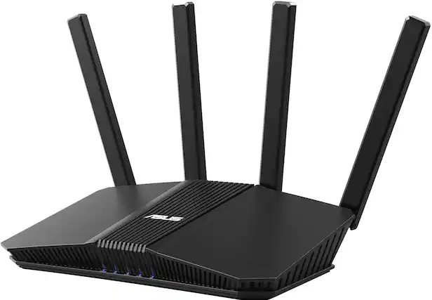 Front. ASUS - RT-BE59 BE5000 Dual-Band Wi-Fi 7 Router - Black.