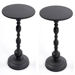 Loheer - Vintage Metal Coffee Table Round Side Table for Sofa Bedside Nightstand Small Space Accent Table Iron - Black