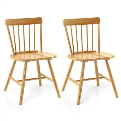 Front. Kadyn - Dining Room Chairs, Kitchen Chairs,Farmhouse Kitchen Chair Set of 2 with Rubber Wood Frame-Natural - Brown.