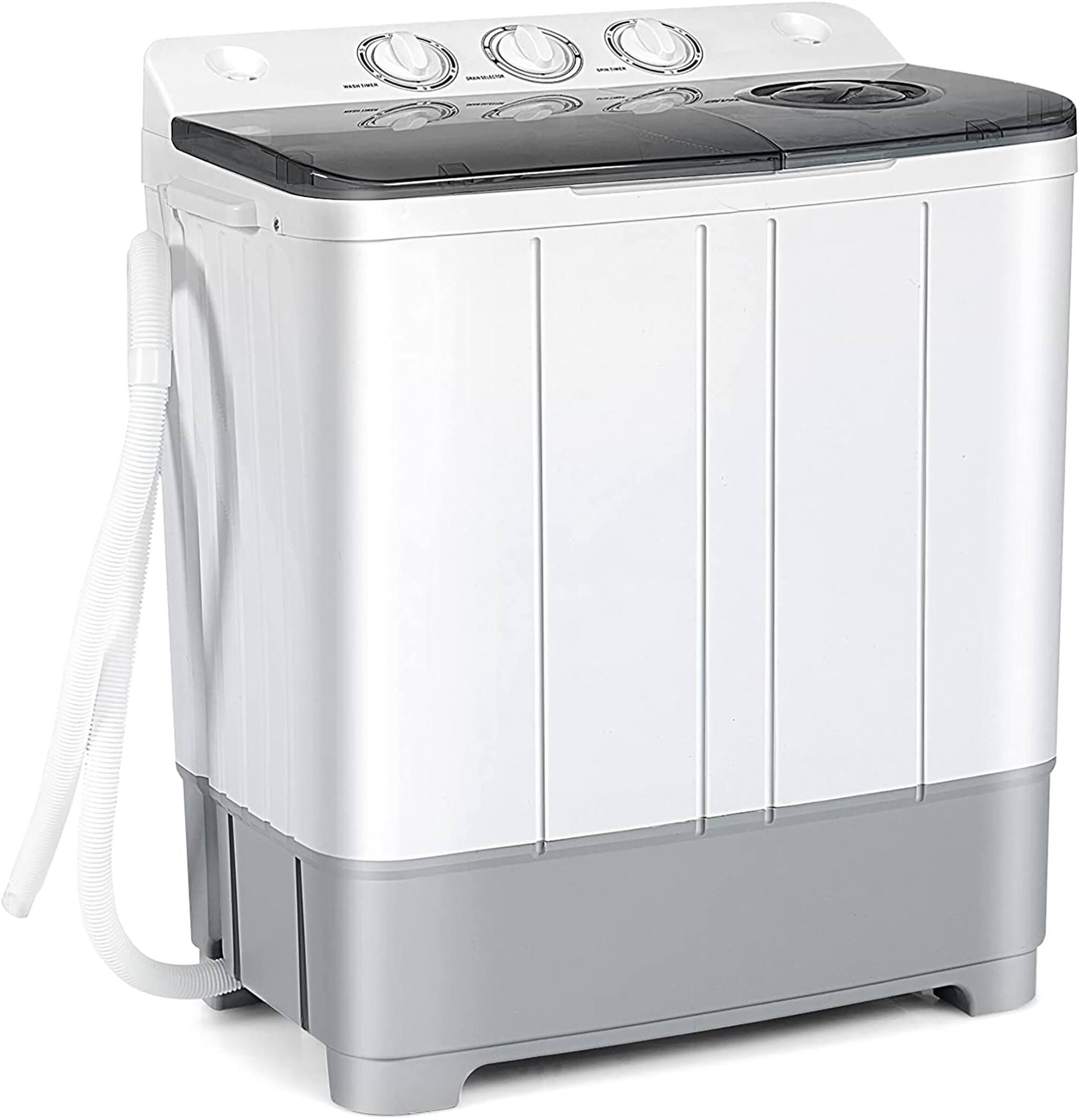 Front. Costway - 13.2 lb. Portable Twin Tub Washing Machine Washer and Spinner 8.8 lb. - Grey and White.