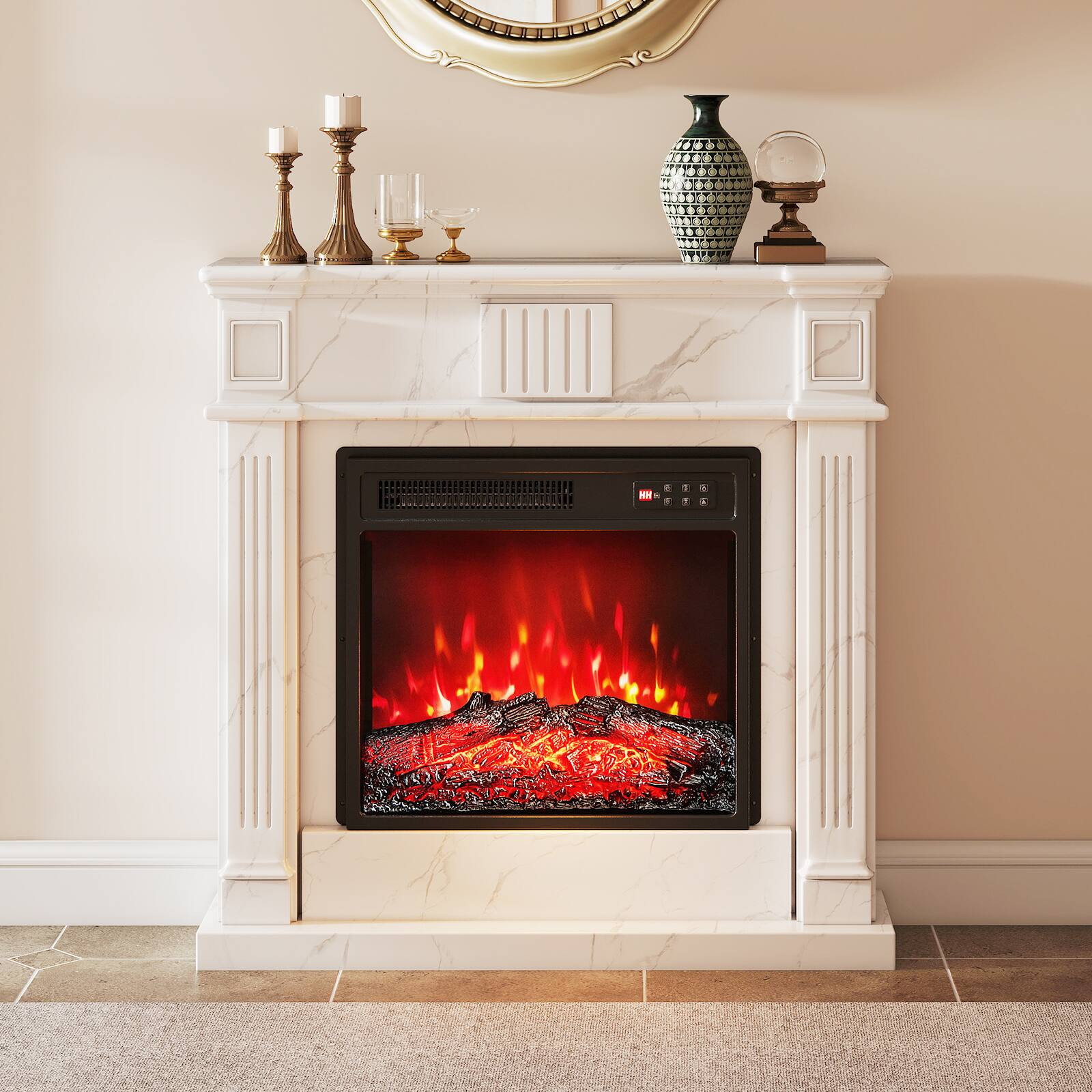 Alt View 7. Gymax - Gymax 18'' Electric Fireplace Insert 750W/1500W Fireplace Heater w/ Remote Control - Black.